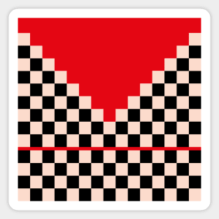 Classic Black and White Red Checker Ethnic Pattern Sticker